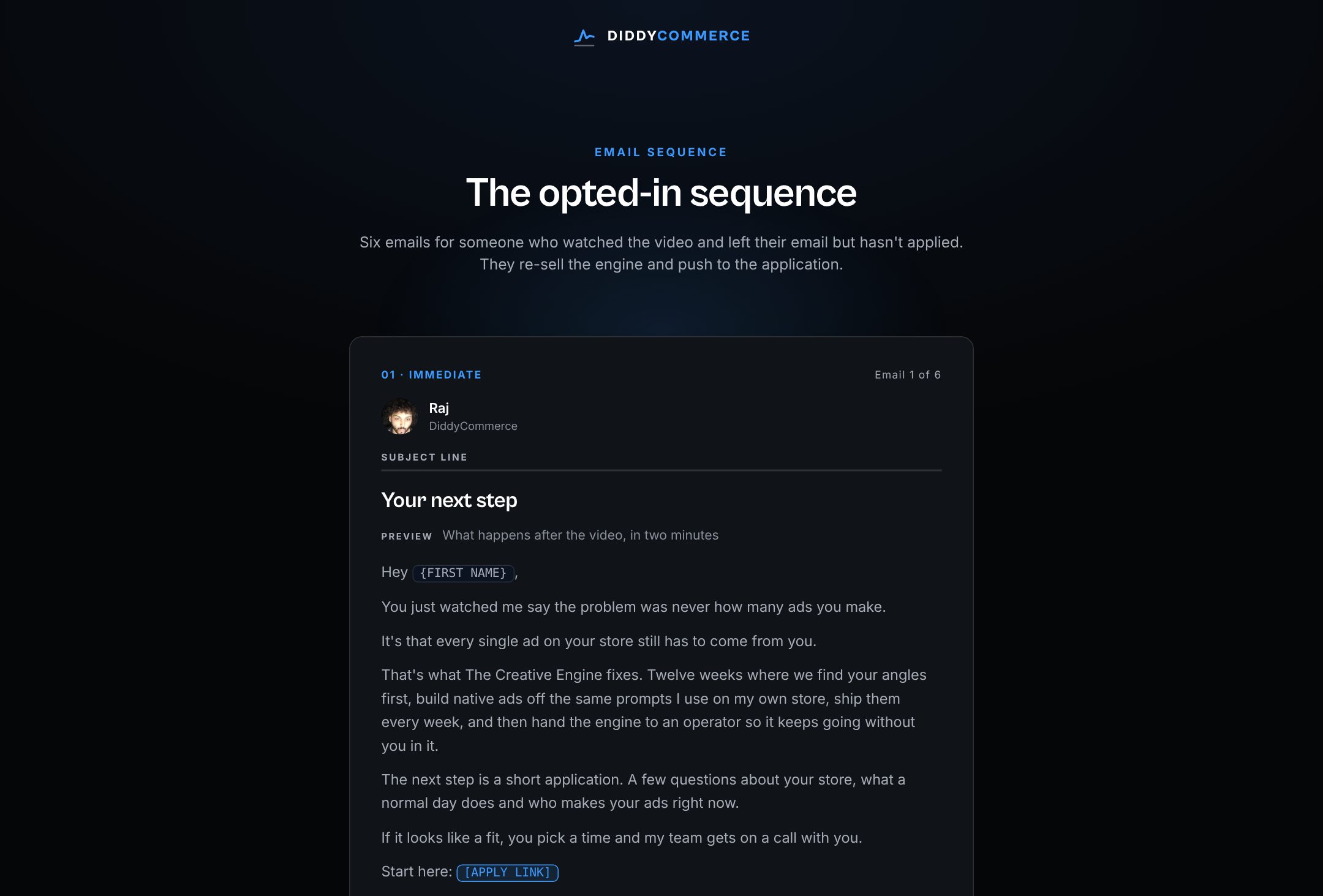 Opted-in sequence preview