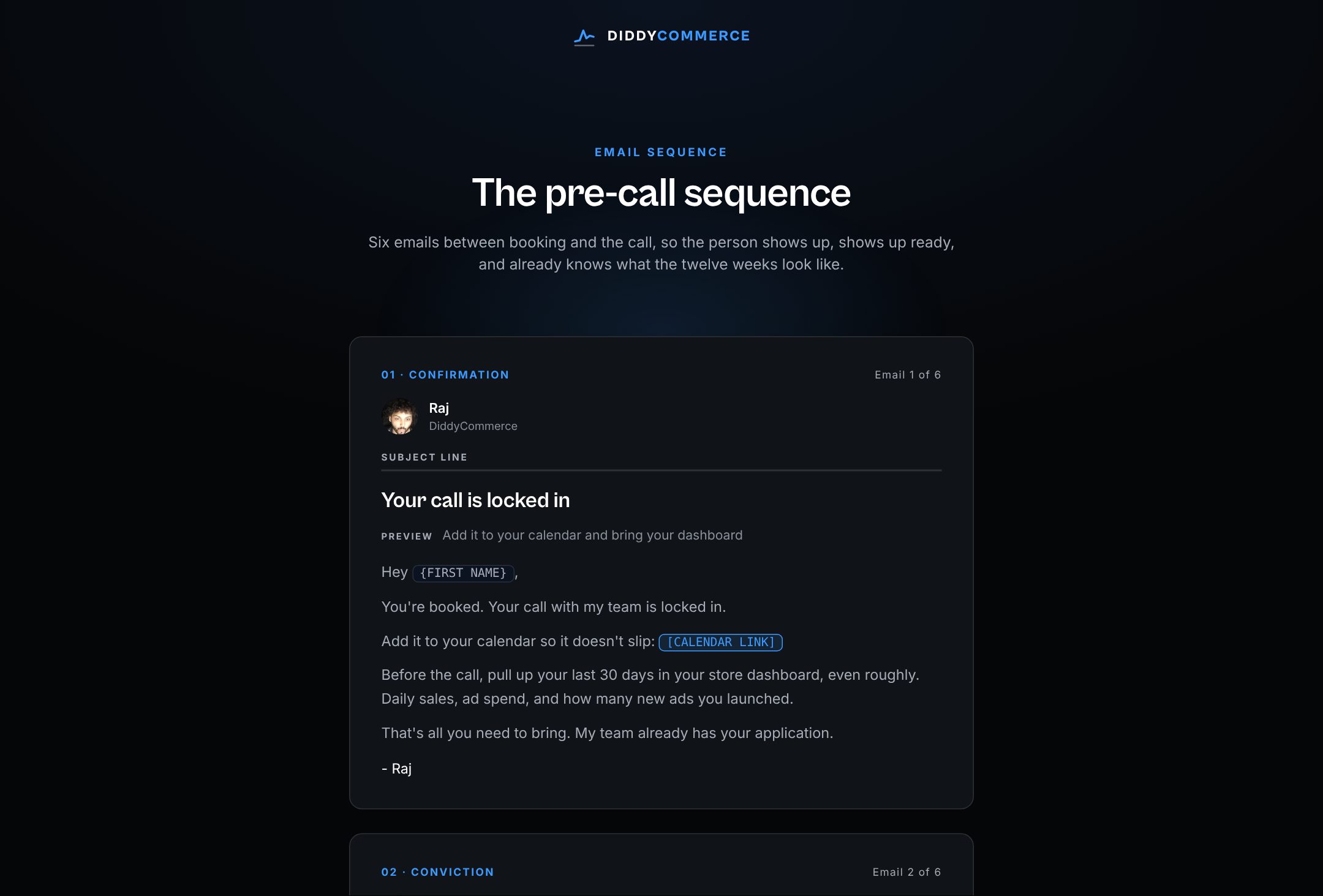 Pre-call sequence preview